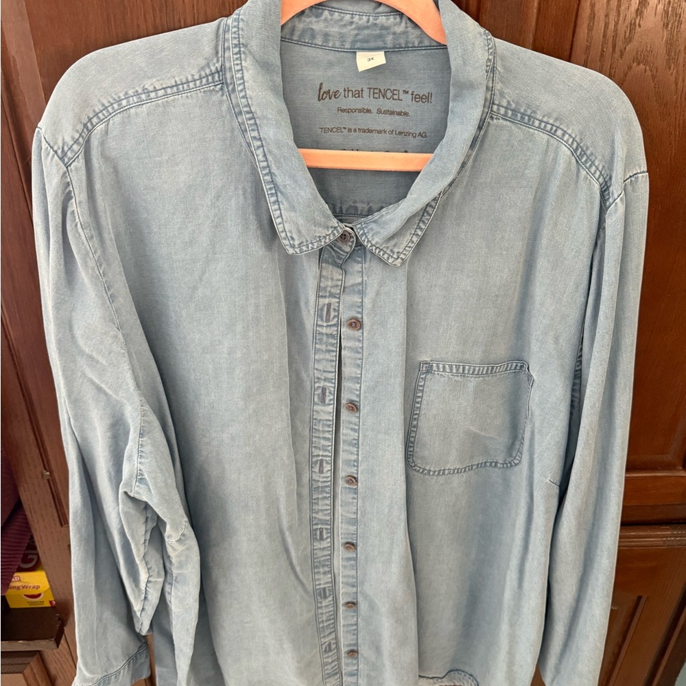 Coldwater Creek Tencil denim Button-Up Shirt 3x